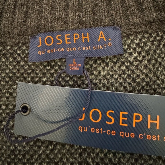 Joseph A Patchwork Open Front Cardigan Charcoal Knit Sweater, Size L, NWT - Picture 10 of 12